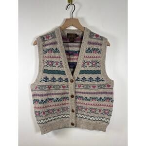 Eddie Bauer VINTAGE Fair Isle Heritage Wool Knit Vest, Large
